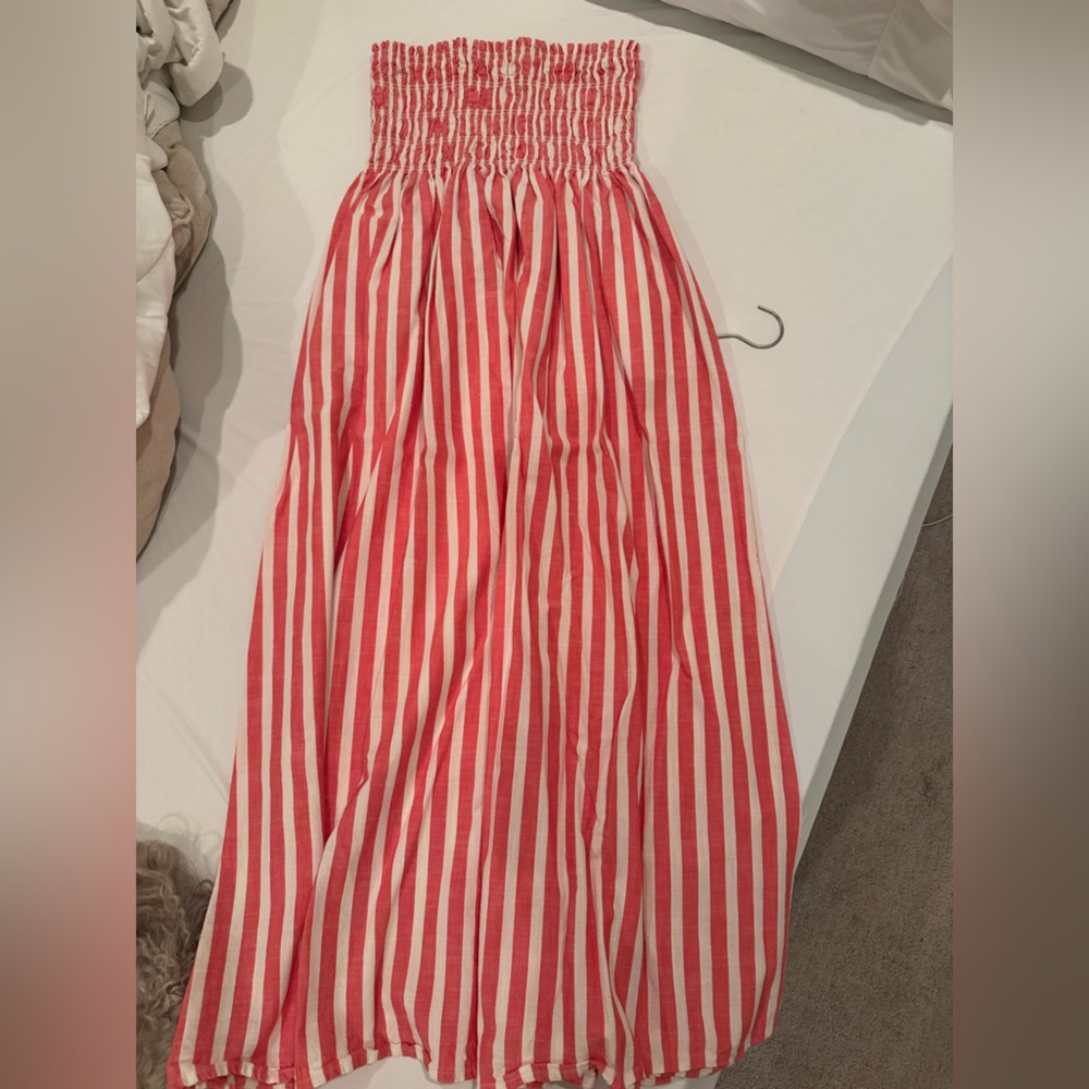 Universal Thread Red and White Striped Smocked Maxi Skirt